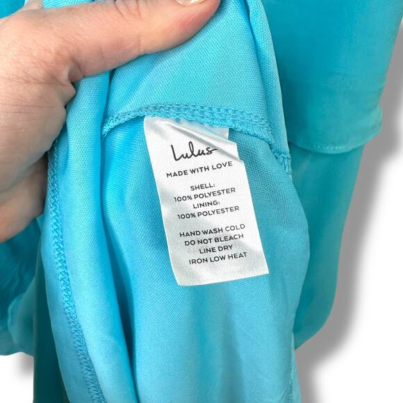 Lulus NWOT Tier and Now Blue Sash Tie-Back Tiered Plunging Cut-Out Maxi Dress - Picture 12 of 12